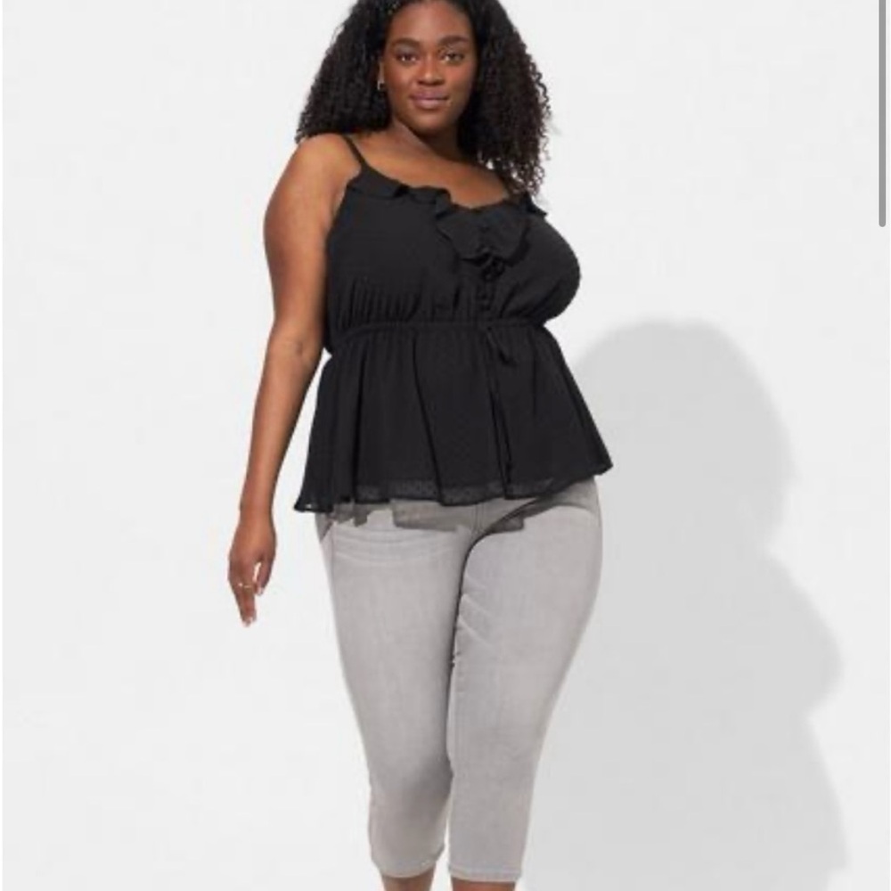 Torrid Chiffon Clip Dot Ruffle Tie Waist Tank Size 6X‎ NWT